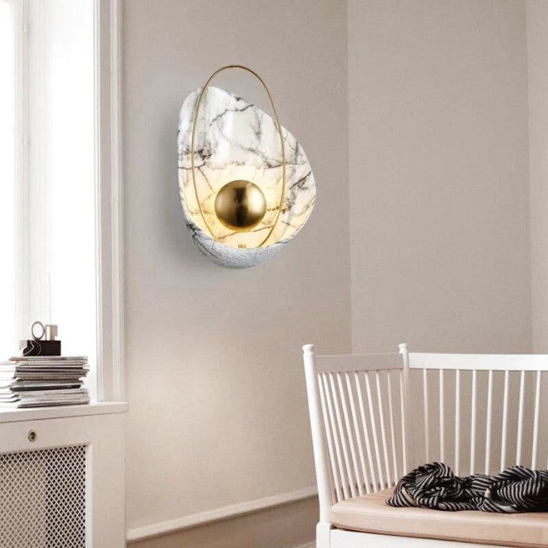 Applique Murale Marbre Noir Doré Design Luxe | Marmys