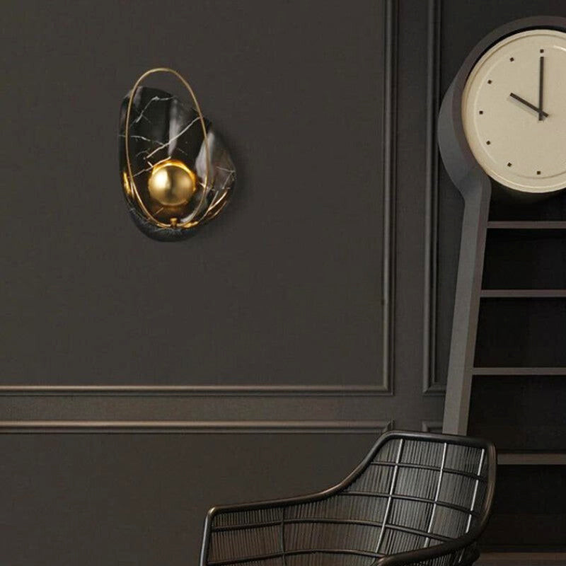 Applique Murale Marbre Noir Doré Design Luxe | Marmys | Univers Mural
