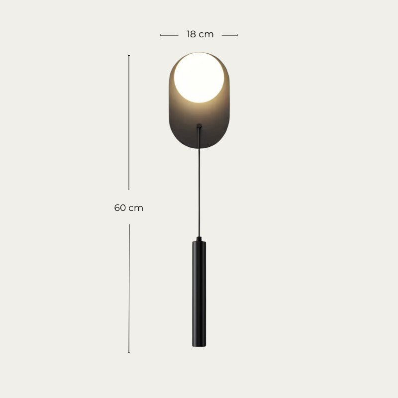 Applique Murale LED Globe Tube Suspendu Noir | Tubely | Univers Mural