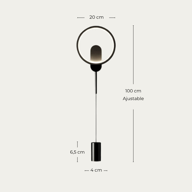 Applique Murale LED Cercle Minimaliste Chevet Noir | Cirvia | Univers Mural
